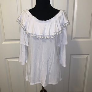 Love Scarlett White Pom Pom top